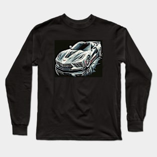 Futuristic Polygonal Corvette Long Sleeve T-Shirt